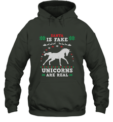 Santa Is Fake Unicorns Are Real Cute Ugly Christmas Sweater Hooded Sweatshirt Hooded Sweatshirt - FordPhuMy