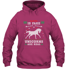 Santa Is Fake Unicorns Are Real Cute Ugly Christmas Sweater Hooded Sweatshirt Hooded Sweatshirt - FordPhuMy