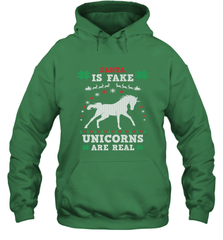 Santa Is Fake Unicorns Are Real Cute Ugly Christmas Sweater Hooded Sweatshirt Hooded Sweatshirt - FordPhuMy