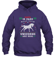 Santa Is Fake Unicorns Are Real Cute Ugly Christmas Sweater Hooded Sweatshirt Hooded Sweatshirt - FordPhuMy
