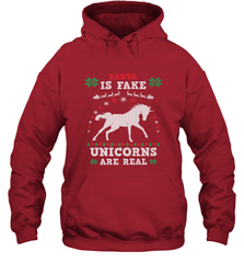 Santa Is Fake Unicorns Are Real Cute Ugly Christmas Sweater Hooded Sweatshirt Hooded Sweatshirt - FordPhuMy