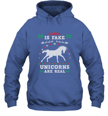 Santa Is Fake Unicorns Are Real Cute Ugly Christmas Sweater Hooded Sweatshirt Hooded Sweatshirt - FordPhuMy