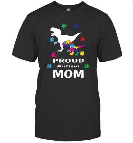 Proud Autism Mom T Rex Dinosaur Autism Awareness Men's T-Shirt Men's T-Shirt / Black / S Men's T-Shirt - FordPhuMy