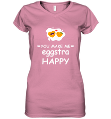 You Make Me Eggstra happy,Funny Valentine His and Her Couple Women's V-Neck T-Shirt Women's V-Neck T-Shirt - FordPhuMy