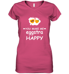 You Make Me Eggstra happy,Funny Valentine His and Her Couple Women's V-Neck T-Shirt Women's V-Neck T-Shirt - FordPhuMy