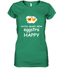 You Make Me Eggstra happy,Funny Valentine His and Her Couple Women's V-Neck T-Shirt Women's V-Neck T-Shirt - FordPhuMy