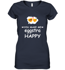 You Make Me Eggstra happy,Funny Valentine His and Her Couple Women's V-Neck T-Shirt Women's V-Neck T-Shirt - FordPhuMy