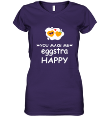 You Make Me Eggstra happy,Funny Valentine His and Her Couple Women's V-Neck T-Shirt Women's V-Neck T-Shirt - FordPhuMy