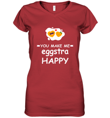 You Make Me Eggstra happy,Funny Valentine His and Her Couple Women's V-Neck T-Shirt Women's V-Neck T-Shirt - FordPhuMy