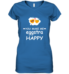 You Make Me Eggstra happy,Funny Valentine His and Her Couple Women's V-Neck T-Shirt Women's V-Neck T-Shirt - FordPhuMy