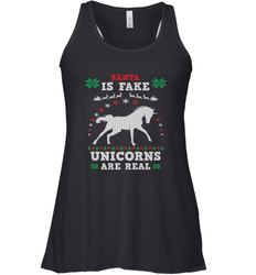 Santa Is Fake Unicorns Are Real Cute Ugly Christmas Sweater Women's Racerback Tank