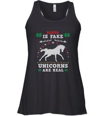 Santa Is Fake Unicorns Are Real Cute Ugly Christmas Sweater Women's Racerback Tank Women's Racerback Tank - FordPhuMy