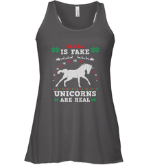 Santa Is Fake Unicorns Are Real Cute Ugly Christmas Sweater Women's Racerback Tank Women's Racerback Tank - FordPhuMy