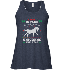 Santa Is Fake Unicorns Are Real Cute Ugly Christmas Sweater Women's Racerback Tank Women's Racerback Tank - FordPhuMy