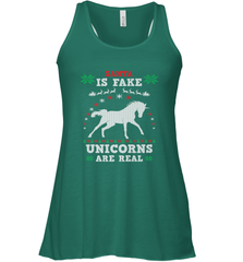 Santa Is Fake Unicorns Are Real Cute Ugly Christmas Sweater Women's Racerback Tank Women's Racerback Tank - FordPhuMy