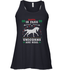 Santa Is Fake Unicorns Are Real Cute Ugly Christmas Sweater Women's Racerback Tank Women's Racerback Tank - FordPhuMy