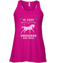 Santa Is Fake Unicorns Are Real Cute Ugly Christmas Sweater Women's Racerback Tank Women's Racerback Tank - FordPhuMy