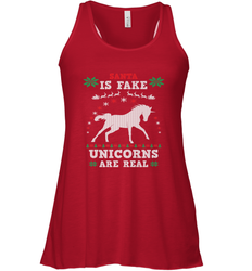 Santa Is Fake Unicorns Are Real Cute Ugly Christmas Sweater Women's Racerback Tank