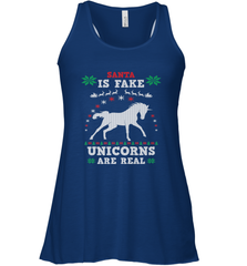 Santa Is Fake Unicorns Are Real Cute Ugly Christmas Sweater Women's Racerback Tank Women's Racerback Tank - FordPhuMy