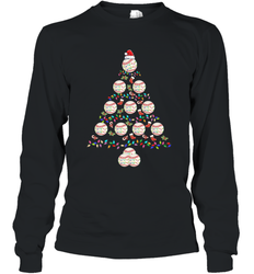 Baseball Balls Christmas Tree lights Xmas Gift Holiday Long Sleeve T-Shirt