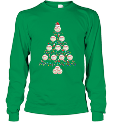 Baseball Balls Christmas Tree lights Xmas Gift Holiday Long Sleeve T-Shirt Long Sleeve T-Shirt - FordPhuMy
