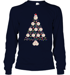 Baseball Balls Christmas Tree lights Xmas Gift Holiday Long Sleeve T-Shirt