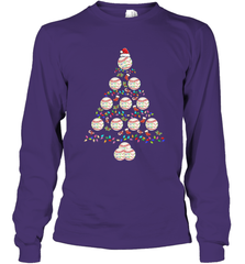 Baseball Balls Christmas Tree lights Xmas Gift Holiday Long Sleeve T-Shirt Long Sleeve T-Shirt - FordPhuMy