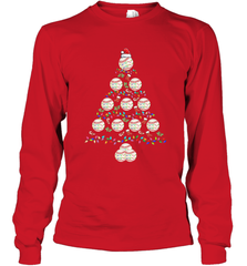 Baseball Balls Christmas Tree lights Xmas Gift Holiday Long Sleeve T-Shirt Long Sleeve T-Shirt - FordPhuMy