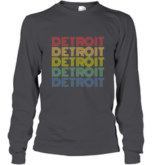 Vintage 1980s Style Detroit Michigan Long Sleeve T-Shirt Long Sleeve T-Shirt - FordPhuMy