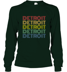Vintage 1980s Style Detroit Michigan Long Sleeve T-Shirt Long Sleeve T-Shirt - FordPhuMy