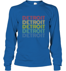 Vintage 1980s Style Detroit Michigan Long Sleeve T-Shirt Long Sleeve T-Shirt - FordPhuMy