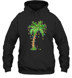Christmas Lights Palm Tree Beach Funny Tropical Xmas Gift Hooded Sweatshirt