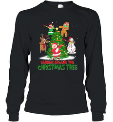 Dabbing Around Christmas Tree Baseball Snowman Santa Long Sleeve T-Shirt