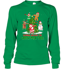Dabbing Around Christmas Tree Baseball Snowman Santa Long Sleeve T-Shirt Long Sleeve T-Shirt - FordPhuMy