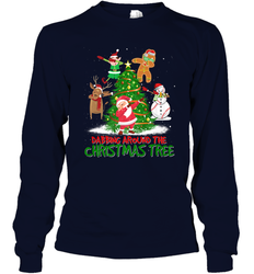 Dabbing Around Christmas Tree Baseball Snowman Santa Long Sleeve T-Shirt