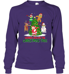 Dabbing Around Christmas Tree Baseball Snowman Santa Long Sleeve T-Shirt Long Sleeve T-Shirt - FordPhuMy