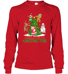 Dabbing Around Christmas Tree Baseball Snowman Santa Long Sleeve T-Shirt Long Sleeve T-Shirt - FordPhuMy