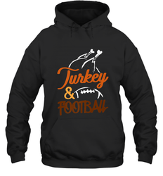 Turkey And Football Thanksgiving Day Football Fan Holiday Hooded Sweatshirt
