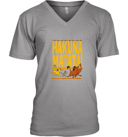 Disney Lion King Classic Hakuna Crew Men Cotton V-Neck T-Shirt