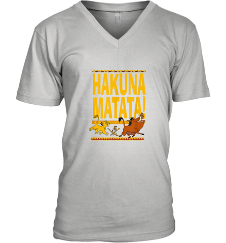 Disney Lion King Classic Hakuna Crew Men Cotton V-Neck T-Shirt