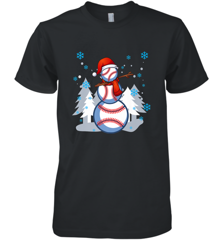 DABBING BASEBALL SNOWMAN _ Christmas Funny Men's Premium T-Shirt Men's Premium T-Shirt / Black / XS Men's Premium T-Shirt - FordPhuMy