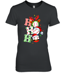 HO HO HO Baseball Santa Hat Christmas Women's Premium T-Shirt