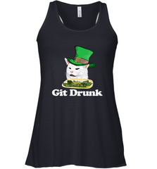 Git Drunk Funny Arguing Cat Meme St Patricks Day Women's Racerback Tank Women's Racerback Tank - FordPhuMy