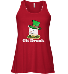 Git Drunk Funny Arguing Cat Meme St Patricks Day Women's Racerback Tank Women's Racerback Tank - FordPhuMy