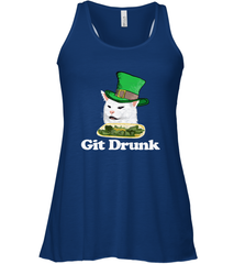 Git Drunk Funny Arguing Cat Meme St Patricks Day Women's Racerback Tank Women's Racerback Tank - FordPhuMy