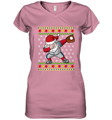Christmas Dabbing Santa Baseball Gift Women's V-Neck T-Shirt Women's V-Neck T-Shirt - FordPhuMy