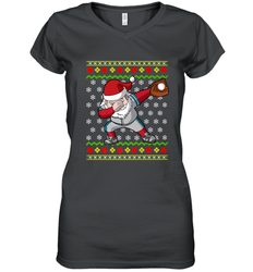 Christmas Dabbing Santa Baseball Gift Women's V-Neck T-Shirt