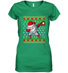 Christmas Dabbing Santa Baseball Gift Women's V-Neck T-Shirt Women's V-Neck T-Shirt - FordPhuMy