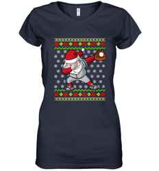 Christmas Dabbing Santa Baseball Gift Women's V-Neck T-Shirt