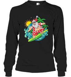 Christmas in July Santa Claus Hawaiian Surfing Gift Surf Long Sleeve T-Shirt